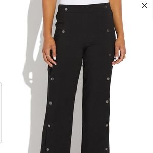 Snap Front Slit Wide Leg Pant, Size Small